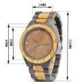 Custom your logo 45MM large dial wood japan quartz movement watch for men